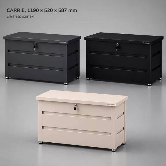 Jan Nowak® CARRIE fém kerti tárolóláda 360 l, Antracit, 1190 × 520 × 587 mm Jan Nowak® CARRIE fém kerti tárolóláda 360 l, Antracit, 1190 × 520 × 587 mm