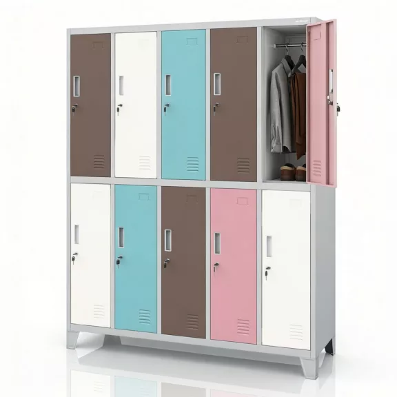 BOZP öltözőszekrény 10 ajtós szürke-pasztell: BARTEK 1360 x 1720 x 450 mm BOZP öltözőszekrény 10 ajtós szürke-pasztell: BARTEK 1360 x 1720 x 450 mm