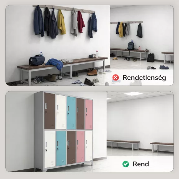 BOZP öltözőszekrény 10 ajtós szürke-pasztell: BARTEK 1360 x 1720 x 450 mm BOZP öltözőszekrény 10 ajtós szürke-pasztell: BARTEK 1360 x 1720 x 450 mm