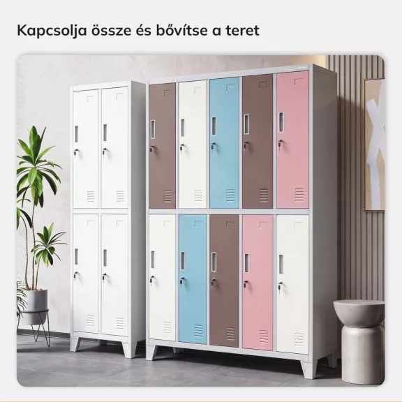 BOZP öltözőszekrény 10 ajtós szürke-pasztell: BARTEK 1360 x 1720 x 450 mm BOZP öltözőszekrény 10 ajtós szürke-pasztell: BARTEK 1360 x 1720 x 450 mm