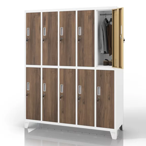 Jan Nowak® | Bartek öltözőszekrény, 10 ajtós, fehér/dió, 1360x1720x450 mm: BARTEK Eco Design Jan Nowak® | Bartek öltözőszekrény, 10 ajtós, fehér/dió, 1360x1720x450 mm: BARTEK Eco Design