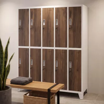   Jan Nowak® | Bartek öltözőszekrény, 10 ajtós, fehér/dió, 1360x1720x450 mm: BARTEK Eco Design