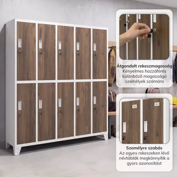 Jan Nowak® | Bartek öltözőszekrény, 10 ajtós, fehér/dió, 1360x1720x450 mm: BARTEK Eco Design Jan Nowak® | Bartek öltözőszekrény, 10 ajtós, fehér/dió, 1360x1720x450 mm: BARTEK Eco Design