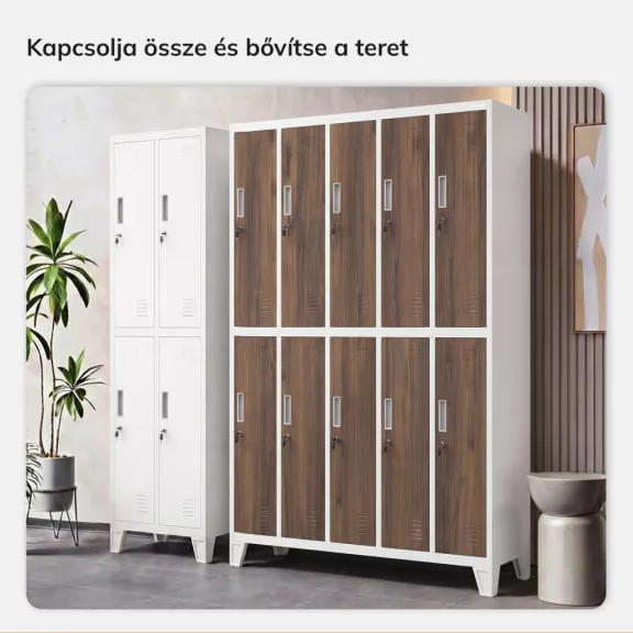 Jan Nowak® | Bartek öltözőszekrény, 10 ajtós, fehér/dió, 1360x1720x450 mm: BARTEK Eco Design Jan Nowak® | Bartek öltözőszekrény, 10 ajtós, fehér/dió, 1360x1720x450 mm: BARTEK Eco Design