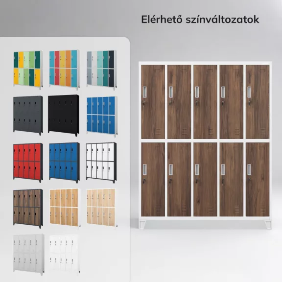 Jan Nowak® | Bartek öltözőszekrény, 10 ajtós, fehér/dió, 1360x1720x450 mm: BARTEK Eco Design Jan Nowak® | Bartek öltözőszekrény, 10 ajtós, fehér/dió, 1360x1720x450 mm: BARTEK Eco Design