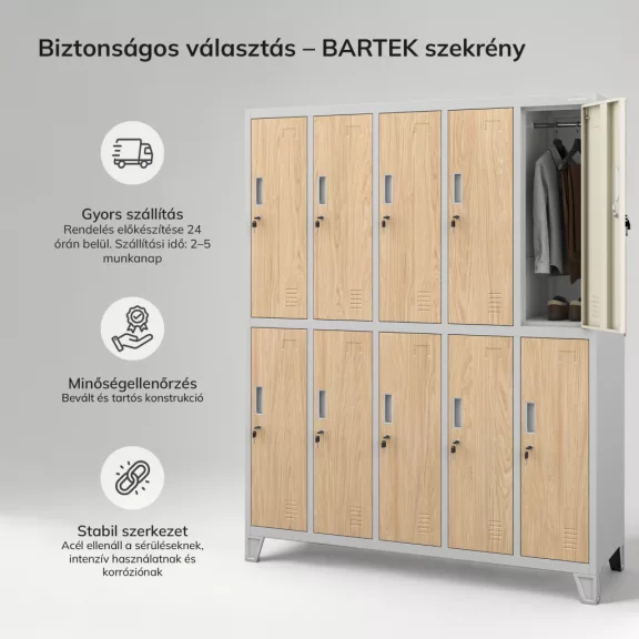 JAN NOWAK BARTEK szürke sonoma tölgy 10 ajtós öltözőszekrény JAN NOWAK BARTEK szürke sonoma tölgy 10 ajtós öltözőszekrény
