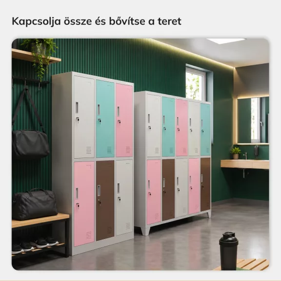 JAN NOWAK IGOR pasztellszürke 6 ajtós fém öltözőszekrény