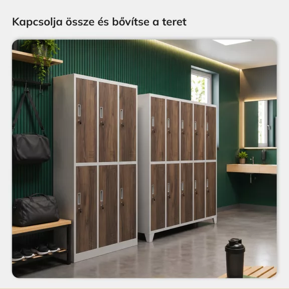 JAN NOWAK IGOR fehér–dió 6 ajtós fém öltözőszekrény