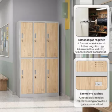 JAN NOWAK IGOR Eco Design szürke sonoma tölgy 6 ajtós öltözőszekrény