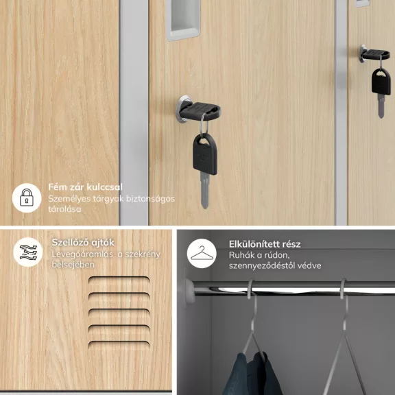 JAN NOWAK IGOR Eco Design szürke sonoma tölgy 6 ajtós öltözőszekrény