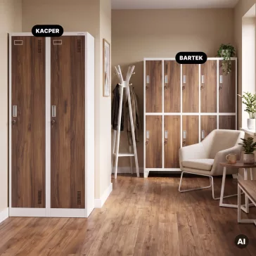   Jan Nowak® | 2217 KACPER Eco Design 4 rekeszes munkavállalói szekrény, fehér/dió