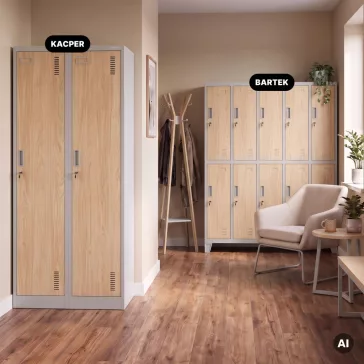   Jan Nowak® | 2218 KACPER Eco Design 4 rekeszes munkavállalói szekrény, szürke/sonoma tölgy