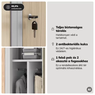   Jan Nowak® | 2218 KACPER Eco Design 4 rekeszes munkavállalói szekrény, szürke/sonoma tölgy