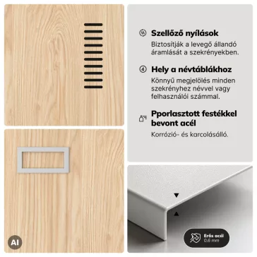   Jan Nowak® | 2218 KACPER Eco Design 4 rekeszes munkavállalói szekrény, szürke/sonoma tölgy