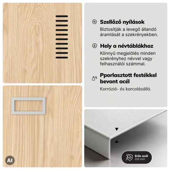 Jan Nowak® | 2218 KACPER Eco Design 4 rekeszes munkavállalói szekrény, szürke/sonoma tölgy