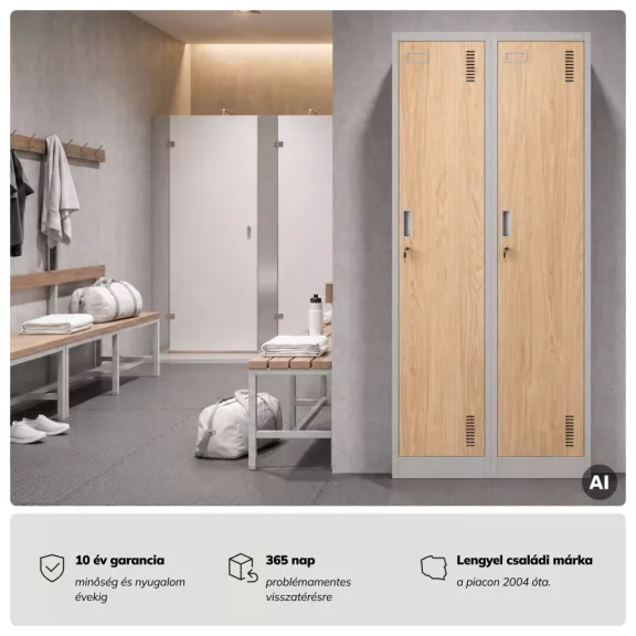Jan Nowak® | 2218 KACPER Eco Design 4 rekeszes munkavállalói szekrény, szürke/sonoma tölgy