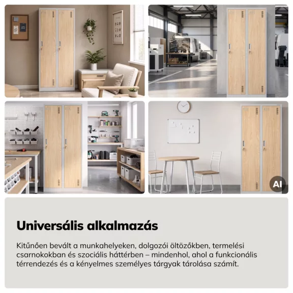 Jan Nowak® | 2218 KACPER Eco Design 4 rekeszes munkavállalói szekrény, szürke/sonoma tölgy