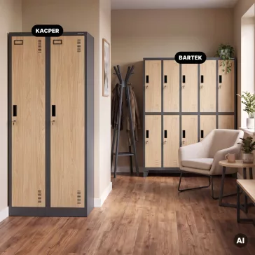   Jan Nowak® | 2219 KACPER Eco Design 4 rekeszes munkavállalói szekrény, antracit/sonoma tölgy