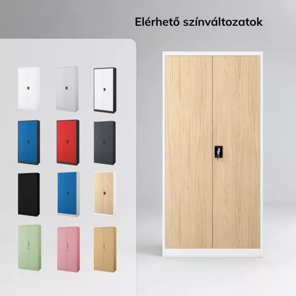 Jan Nowak®  Többfunkciós fém szekrény fehér / sonoma tölgy: Eco Design DAWID, 900 x 1850 x 450 mm