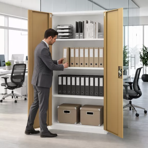 Irodai iratszekrény fehér - dió: Eco Design JAN 900 x 1850 x 400 mm