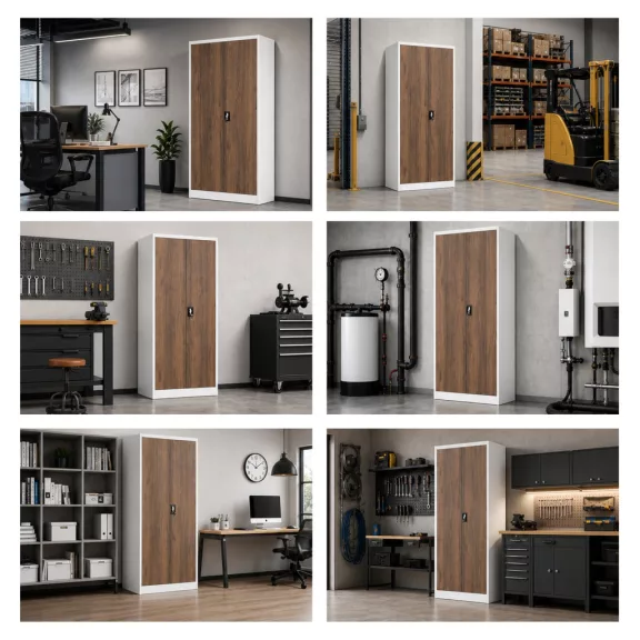 Irodai iratszekrény fehér - dió: Eco Design JAN 900 x 1850 x 400 mm