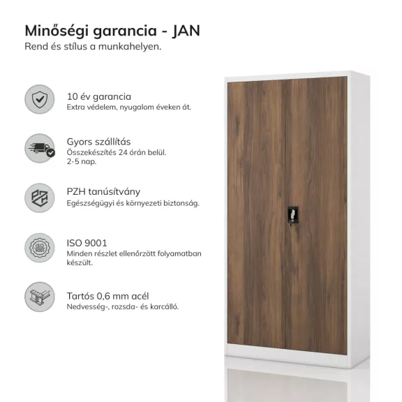 Irodai iratszekrény fehér - dió: Eco Design JAN 900 x 1850 x 400 mm