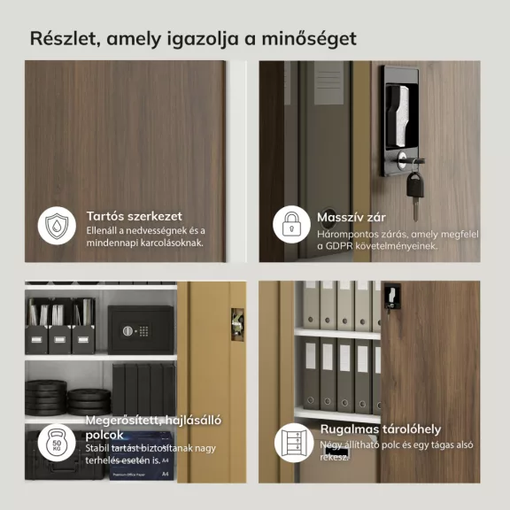 Irodai iratszekrény fehér - dió: Eco Design JAN 900 x 1850 x 400 mm