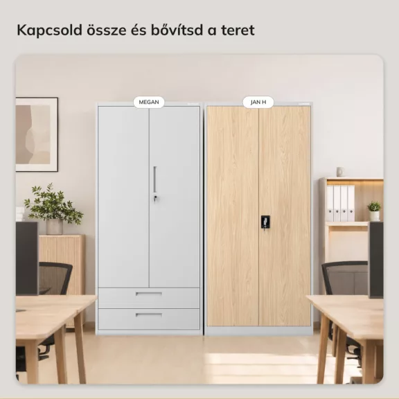 Jan Nowak® | 2231 JAN H Eco Design irodai iratszekrény szürke/sonoma tölgy, 900 × 1950 × 400 mm