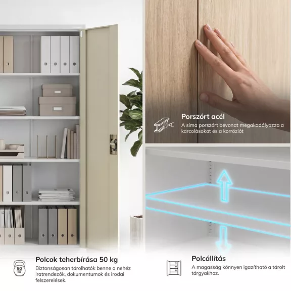 Jan Nowak® | 2231 JAN H Eco Design irodai iratszekrény szürke/sonoma tölgy, 900 × 1950 × 400 mm