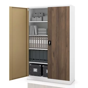 Irodai fém irattározó szekrény fehér - dió: Eco Design JAN II, 1150 x 1850 x 400 mm