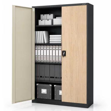 Fém irodai iratszekrény antracit - sonoma tölgy: Eco Design JAN II, 1150 x 1850 x 400 mm