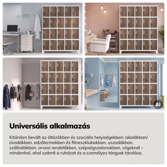 JAN NOWAK® | ROBERT 20 rekeszes öltözőszekrény | Fehér–dió
