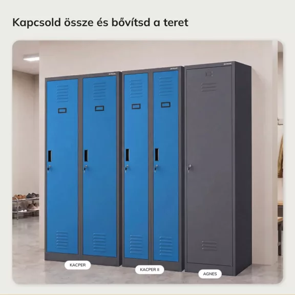 JAN NOWAK KACPER II antracit–kék kétrekeszes dolgozói öltözőszekrény