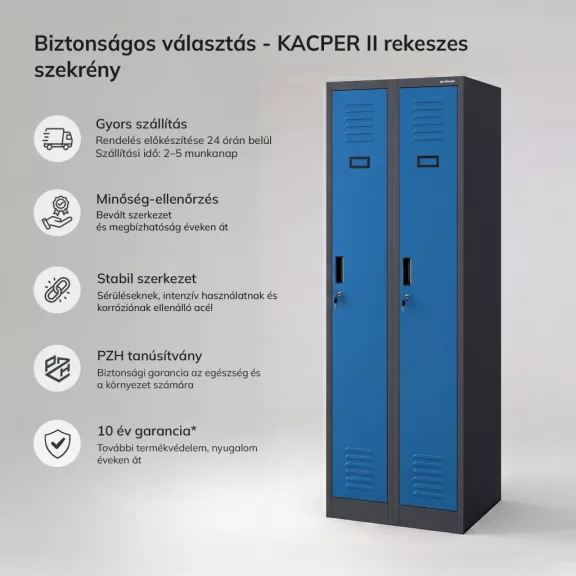 JAN NOWAK KACPER II antracit–kék kétrekeszes dolgozói öltözőszekrény