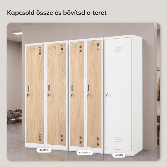 JAN NOWAK KACPER II fehér–sonoma tölgy kétrekeszes dolgozói öltözőszekrény