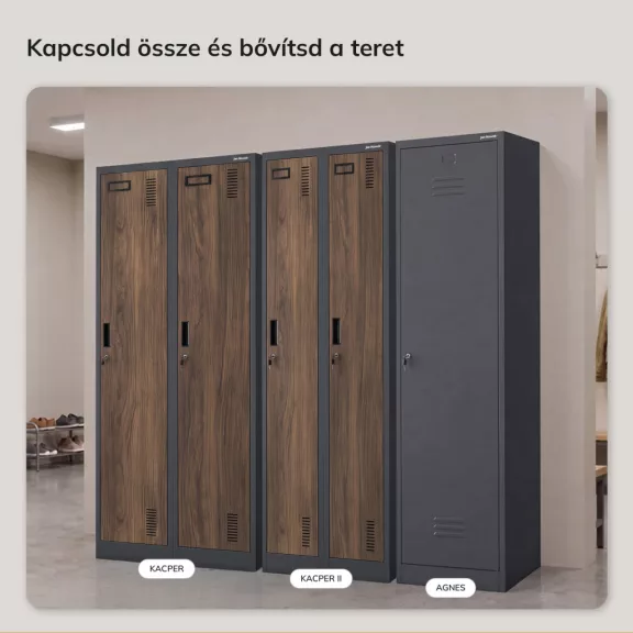 JAN NOWAK KACPER II antracit–dió kétrekeszes fém öltözőszekrény