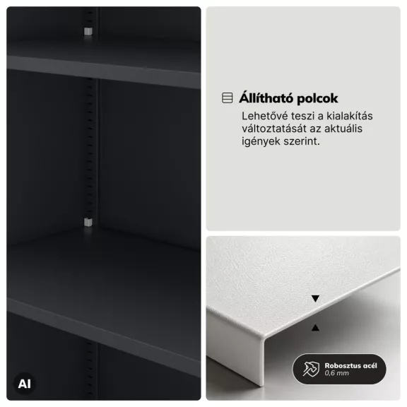 Jan Nowak® | 2268 TOMASZ rekeszes fémszekrény antracit/piros, 900 × 1850 × 450 mm