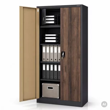   Jan Nowak® | 2270 TOMASZ Eco Design rekeszes fémszekrény antracit/dió, 900 × 1850 × 450 mm
