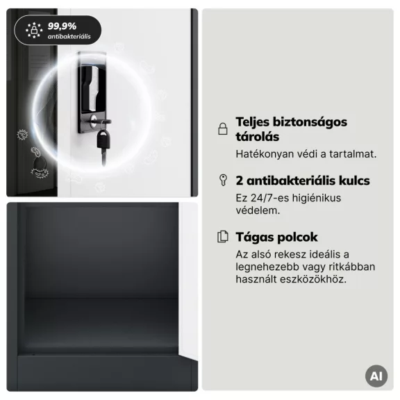 Jan Nowak® | 2271 ALEX zárható fém iratszekrény, antracit/fehér