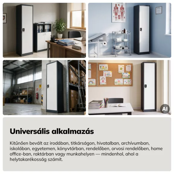 Jan Nowak® | 2271 ALEX zárható fém iratszekrény, antracit/fehér
