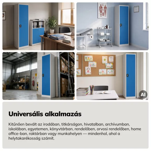 Jan Nowak® | 2272 ALEX zárható fém iratszekrény, szürke/kék