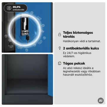   Jan Nowak® | 2273 ALEX zárható fém iratszekrény, antracit/kék
