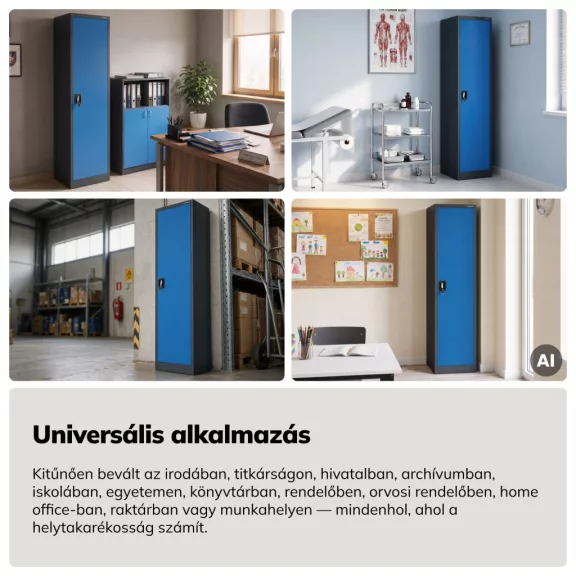 Jan Nowak® | 2273 ALEX zárható fém iratszekrény, antracit/kék