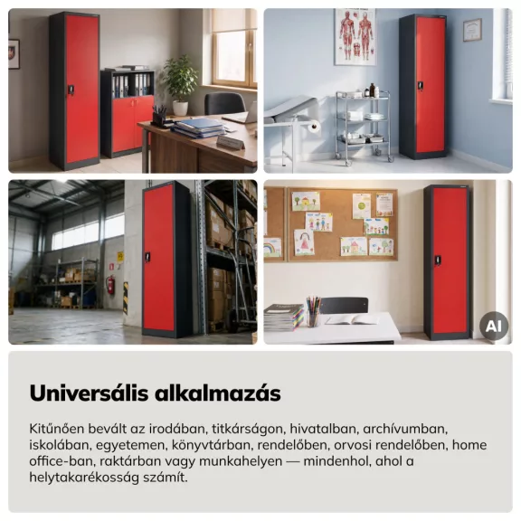 Jan Nowak® | 2274 ALEX zárható fém iratszekrény, antracit/piros