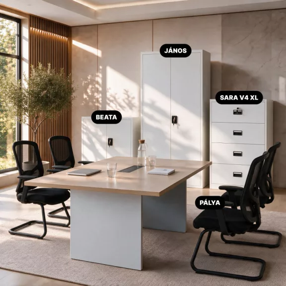 Jan Nowak® | 2296 SARA XL V4 4 fiókos iratszekrény fehér, 900 × 1320 × 600 mm