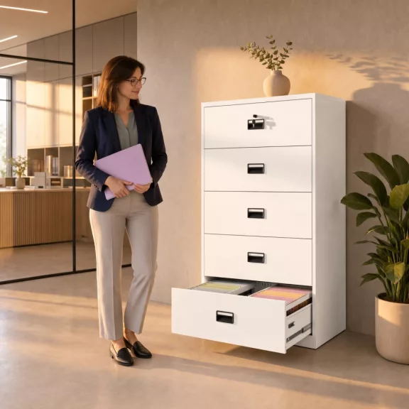Jan Nowak® | 2297 SARA XL V5 5 fiókos iratszekrény fehér, 900 × 1620 × 600 mm