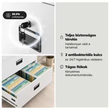   Jan Nowak® | 2297 SARA XL V5 5 fiókos iratszekrény fehér, 900 × 1620 × 600 mm