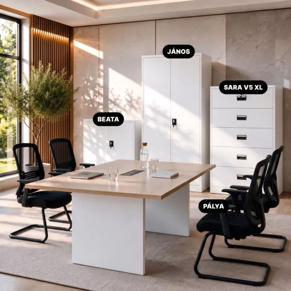 Jan Nowak® | 2297 SARA XL V5 5 fiókos iratszekrény fehér, 900 × 1620 × 600 mm