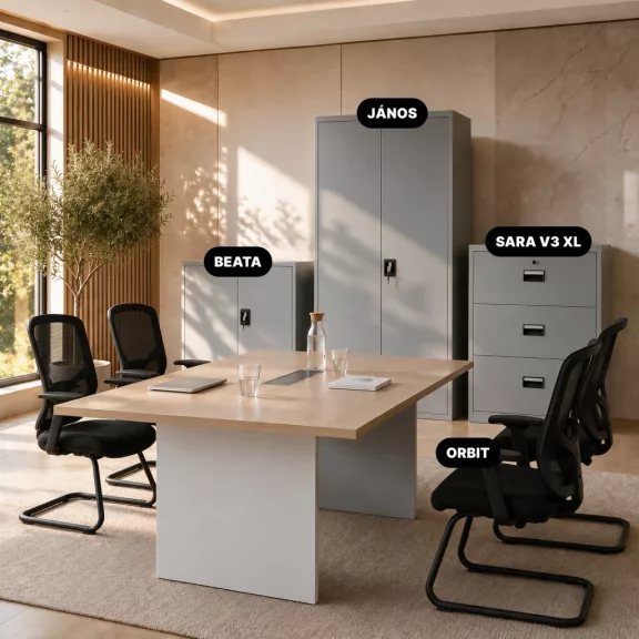 Jan Nowak® | 2298 SARA XL V3 3 fiókos fém iratszekrény, szürke