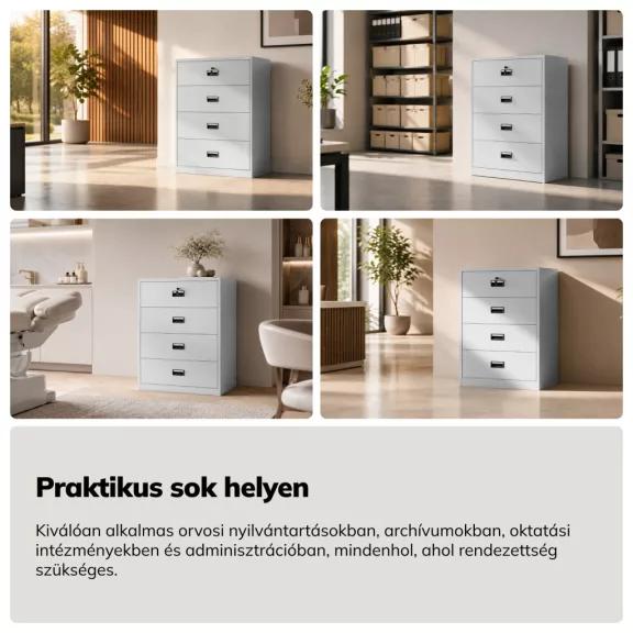 Jan Nowak® | 2299 SARA XL V4 4 fiókos fém iratszekrény, szürke